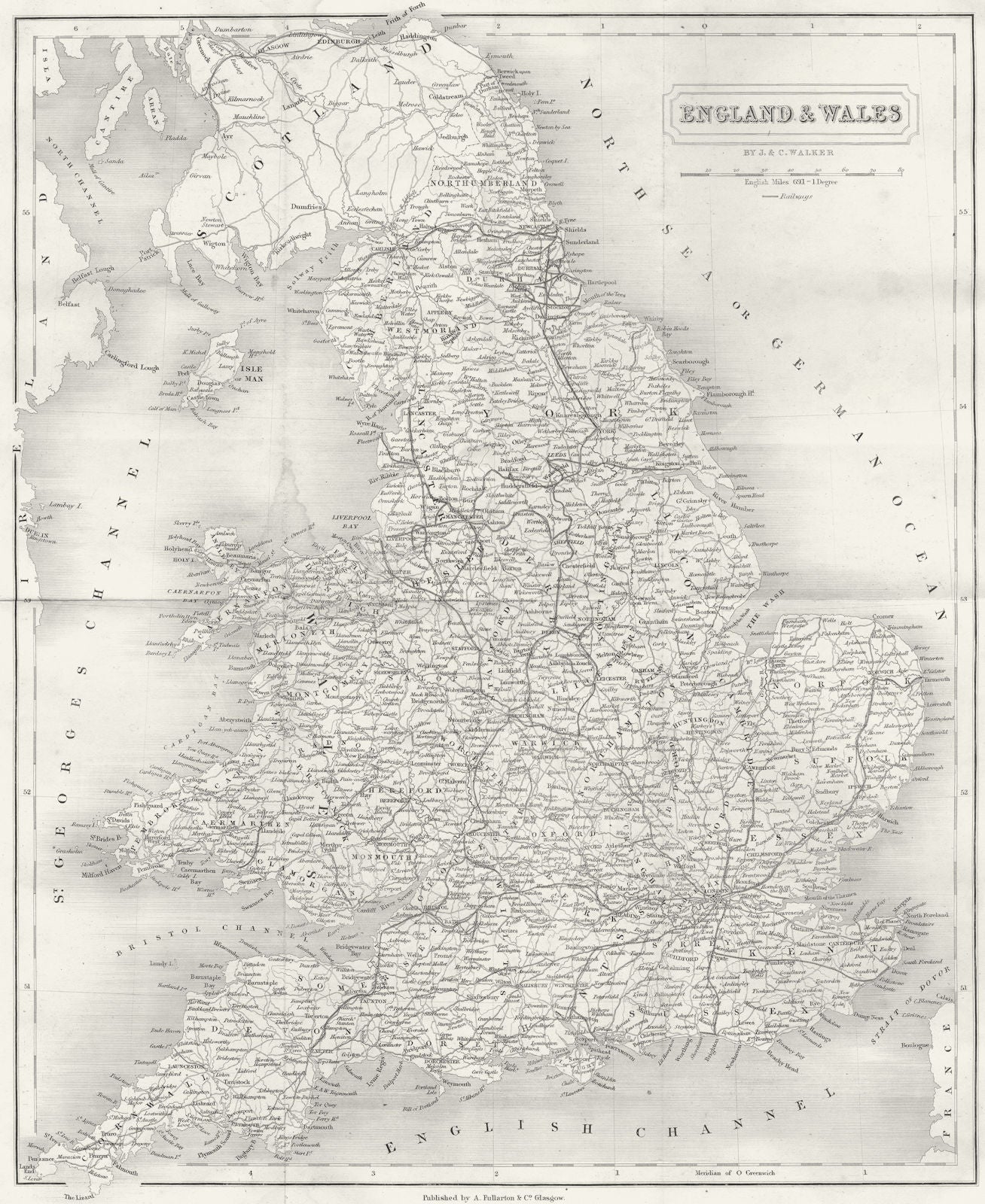 UK. England Wales. England Wales Fullarton Map 1841 old antique plan chart